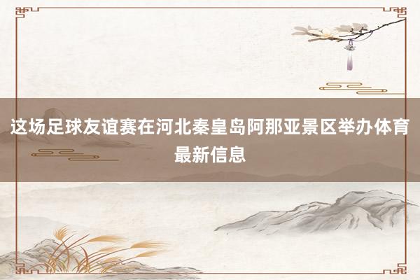 这场足球友谊赛在河北秦皇岛阿那亚景区举办体育最新信息