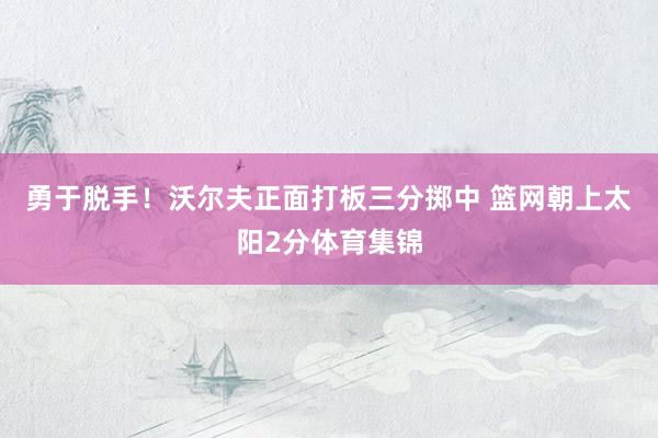 勇于脱手！沃尔夫正面打板三分掷中 篮网朝上太阳2分体育集锦